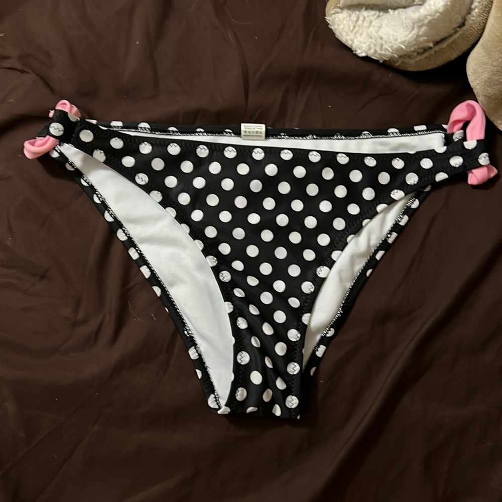Polka dot and pink sided bikini bottom